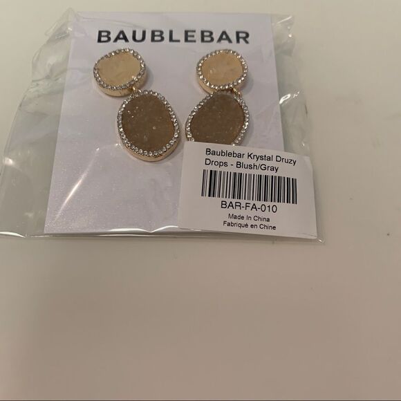 Baublebar Krystal Druzy Drop Earrings - Blush/Gray - NWT - Picture 2 of 4